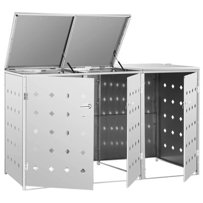 vidaXL Triple Wheelie Bin Shed 63.4 gal Stainless - image 2