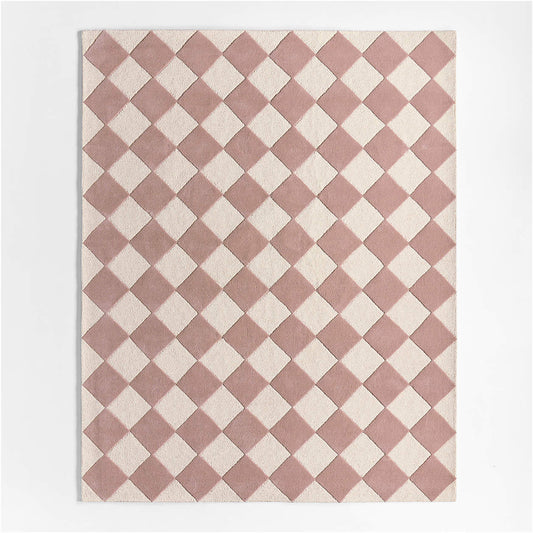 Checkerboard Purple Wool Kids Area 12"x18" Rug Swatch