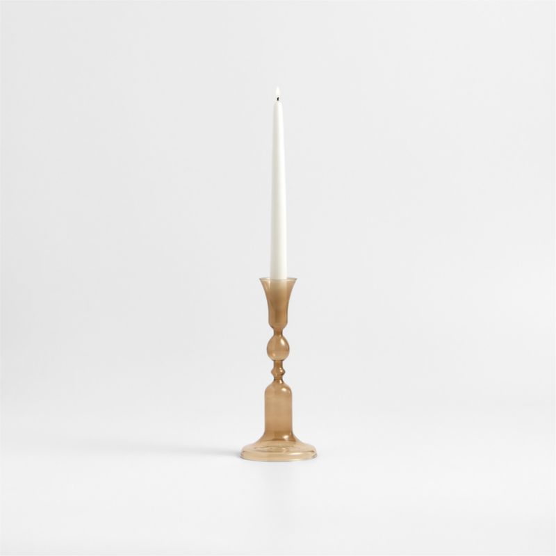 Milano Medium Amber Glass Taper Candle Holder 9.3"