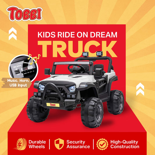 TOBBI 12 Volt Electric Remote Control Kids Toy Fun Vehicle Ride On Truck, White — image 2