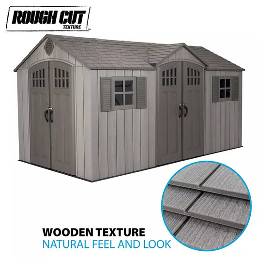 Lifetime 15' x 8' Rough Cut Dual-Entry Outdoor Storage Shed - image 2