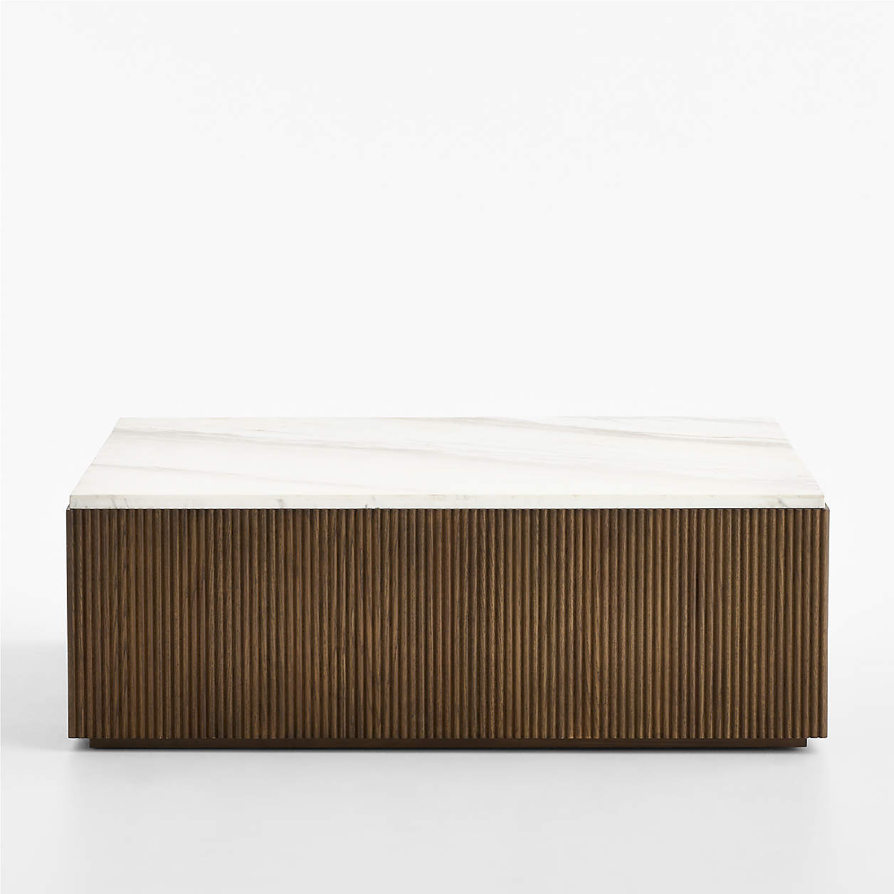 Troupe Marble and Natural Pine Wood 36" Round Coffee Table