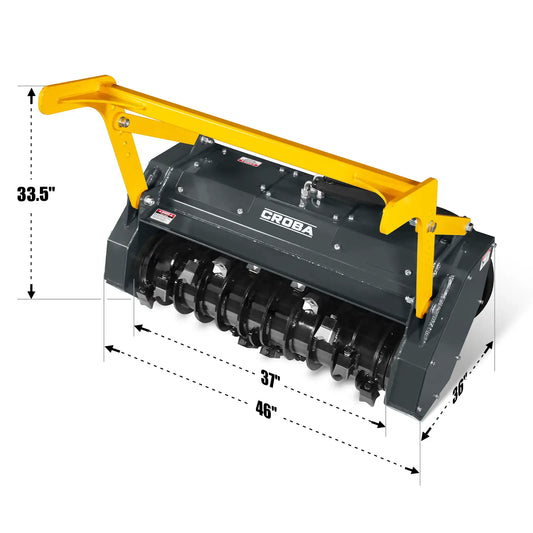 37"Mini Skid Steer Drum Forestry Brush Mulcher Attachment, Hydraulic Flow Range 11 To 16 GPM,MCH37 - image 2