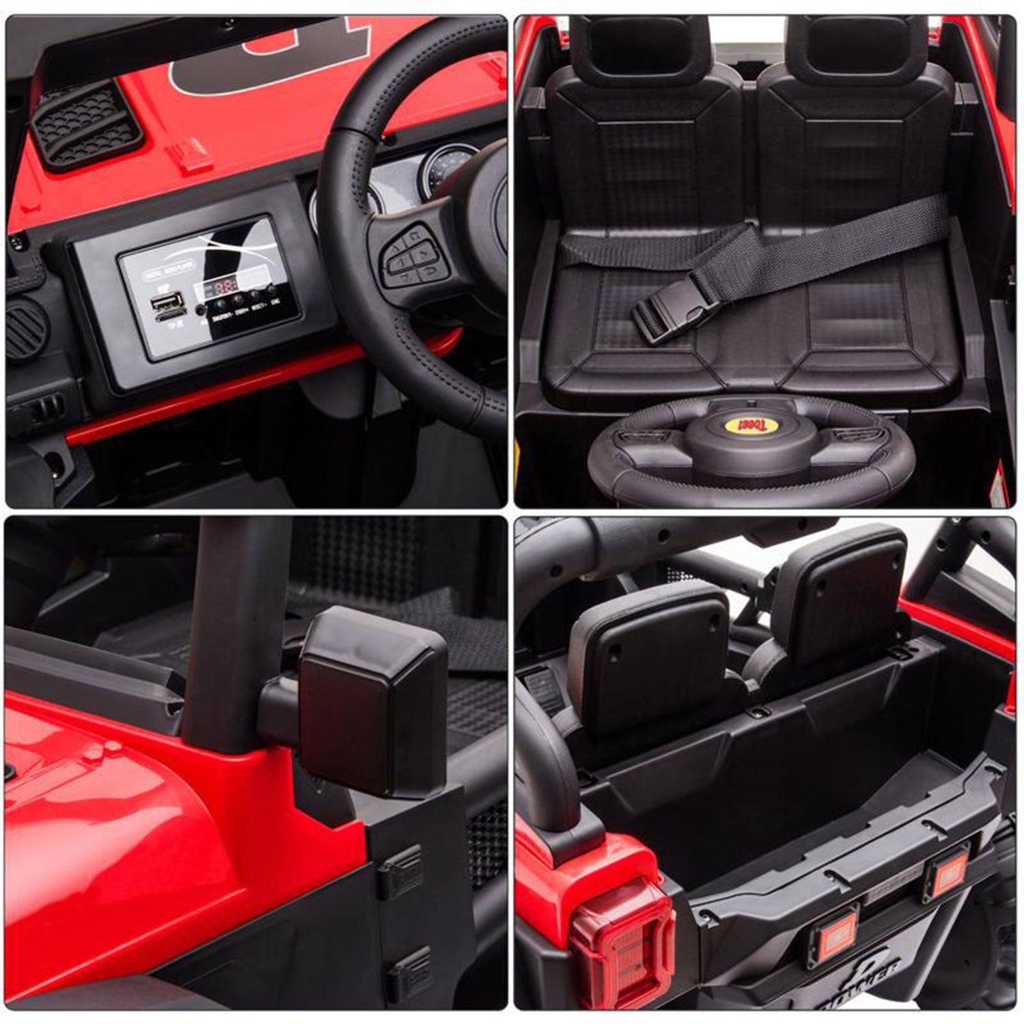 TOBBI 12V Kids Electric Battery-Powered Ride On 3 Speed Toy SUV Truck Car, Red — image 6