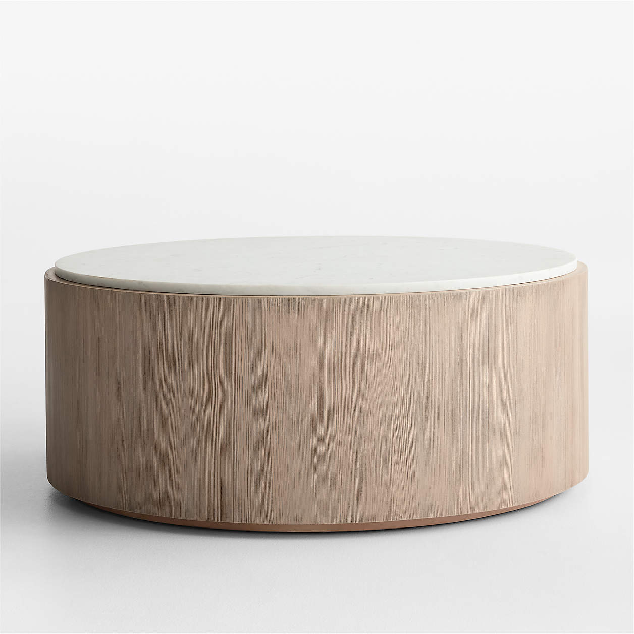 Troupe Marble and Natural Pine Wood 36" Round Coffee Table