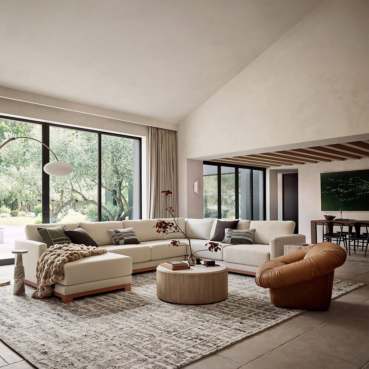 Troupe Marble and Natural Pine Wood 36" Round Coffee Table