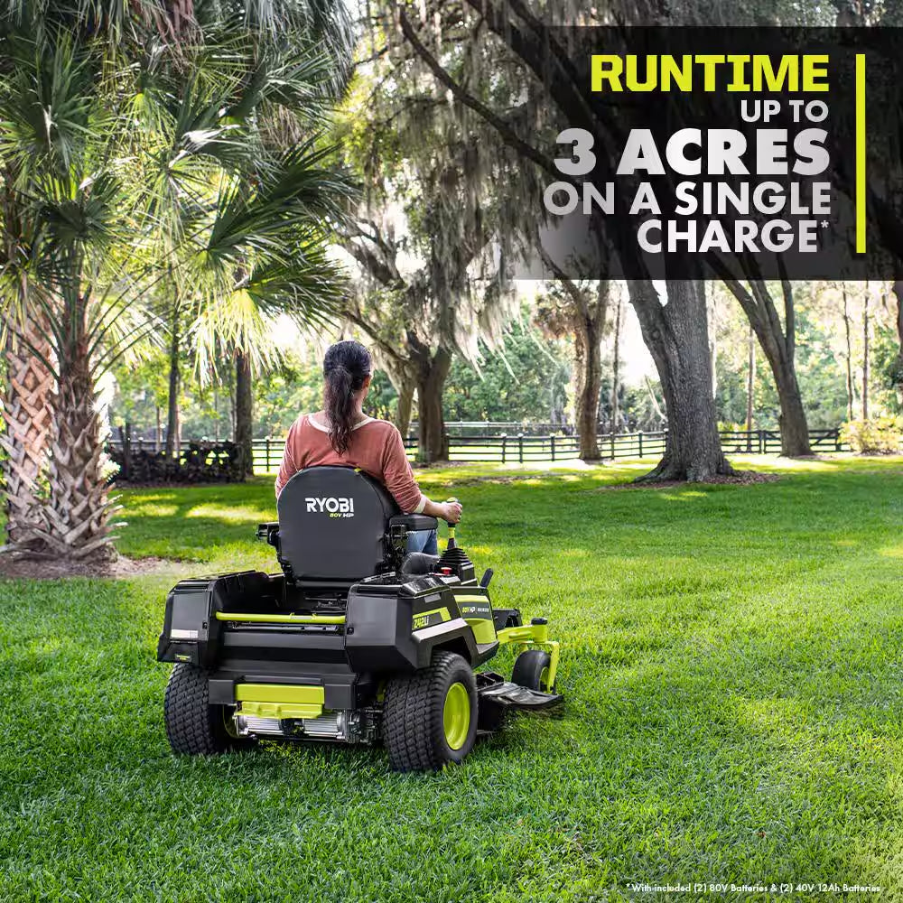 80V HP Brushless 42 In. Battery Electric Cordless Zero Turn Riding Mower (2) 80V Batteries (2) 40V Batteries and Charger - image 8