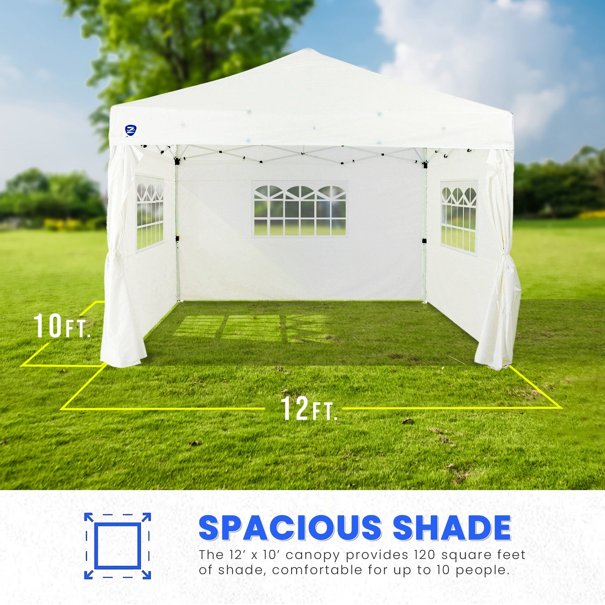 Z Shade Venture 12 x 10 Foot Lawn Garden Event Outdoor Pop Up Canopy Tent, White — image 2