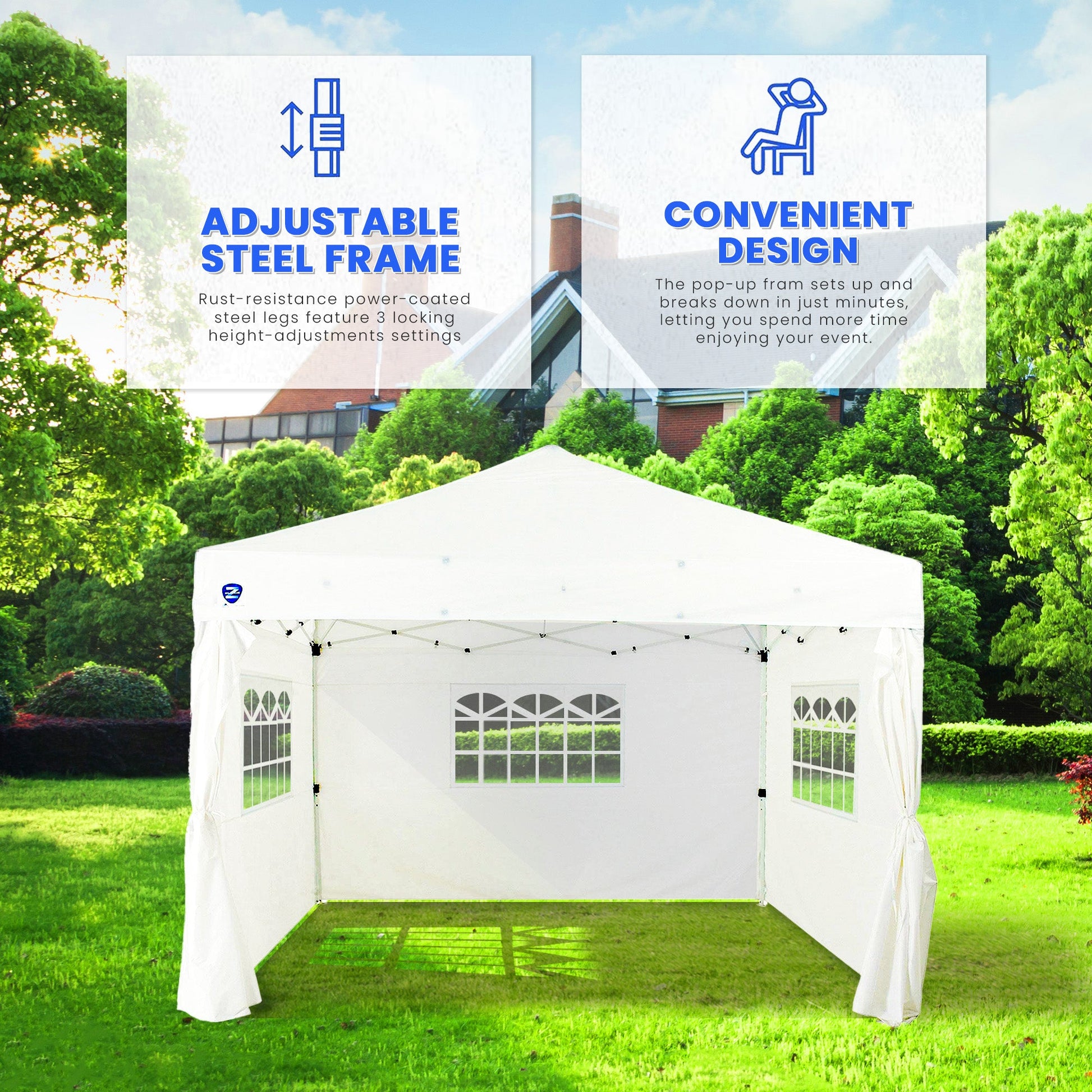 Z Shade Venture 12 x 10 Foot Lawn Garden Event Outdoor Pop Up Canopy Tent, White — image 3