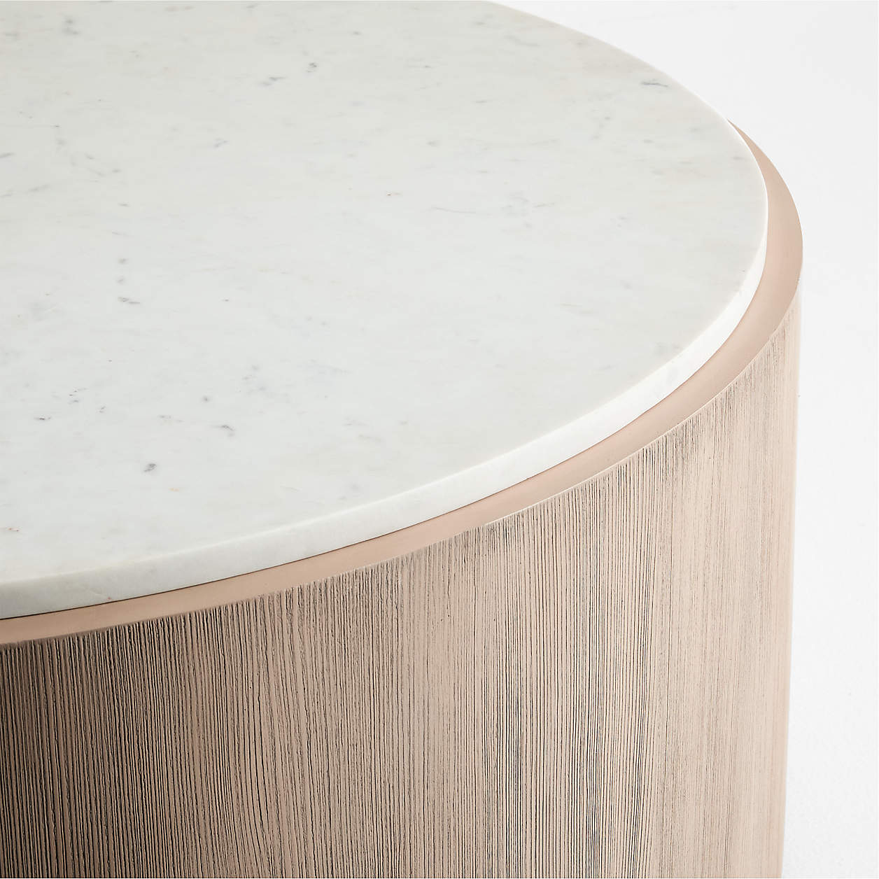Troupe Marble and Natural Pine Wood 36" Round Coffee Table