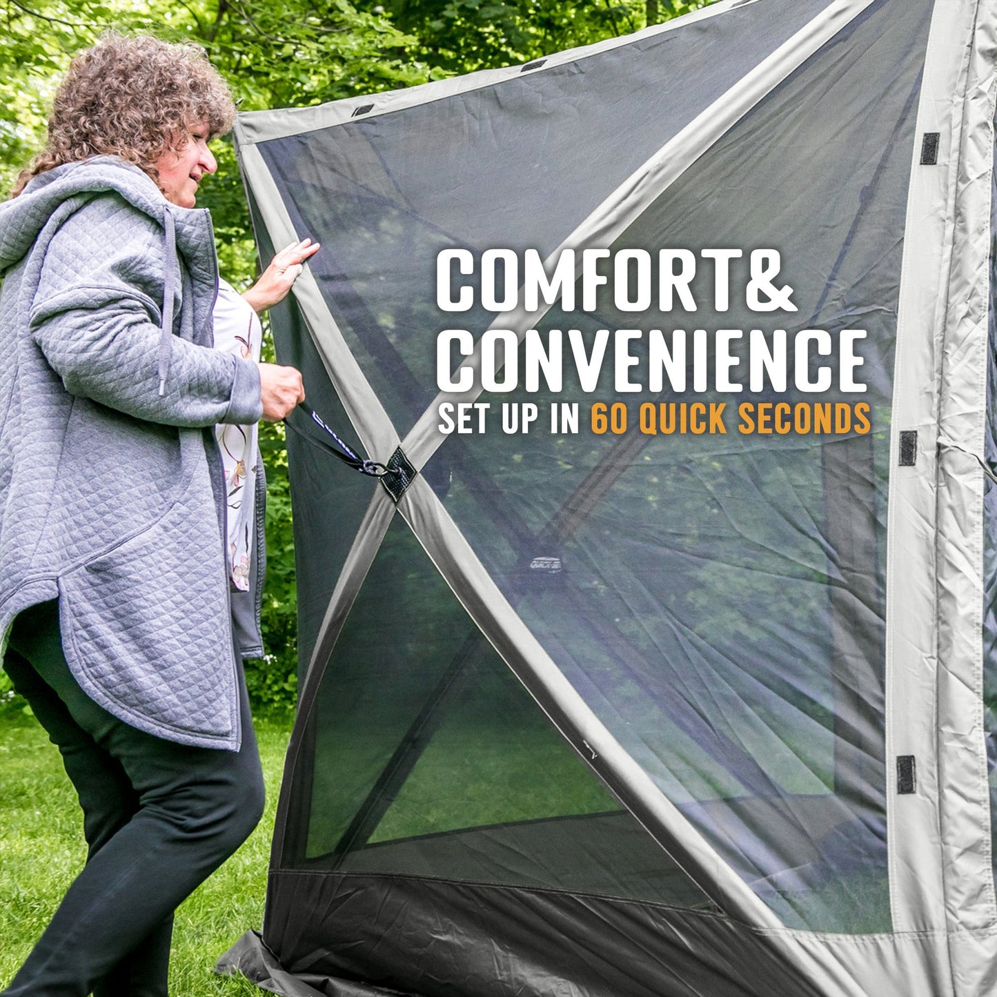 CLAM Quick-Set Pavilion 12.5 x 12.5 Foot Portable Outdoor Canopy Shelter, Gray — image 3