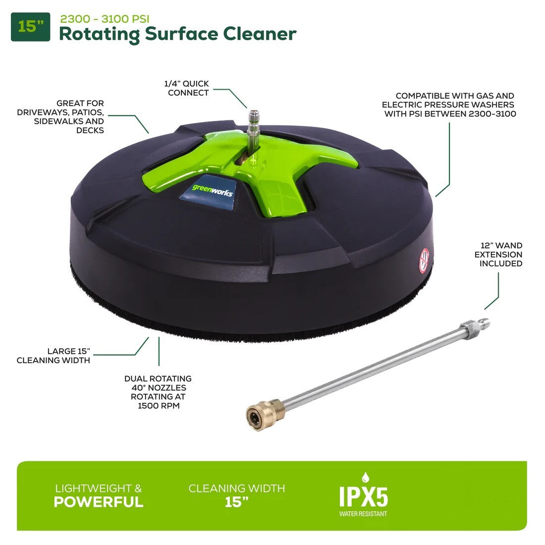 3000 PSI Pressure Washer w/ 15" Surface Cleaner & Extension Combo Kit - image 3