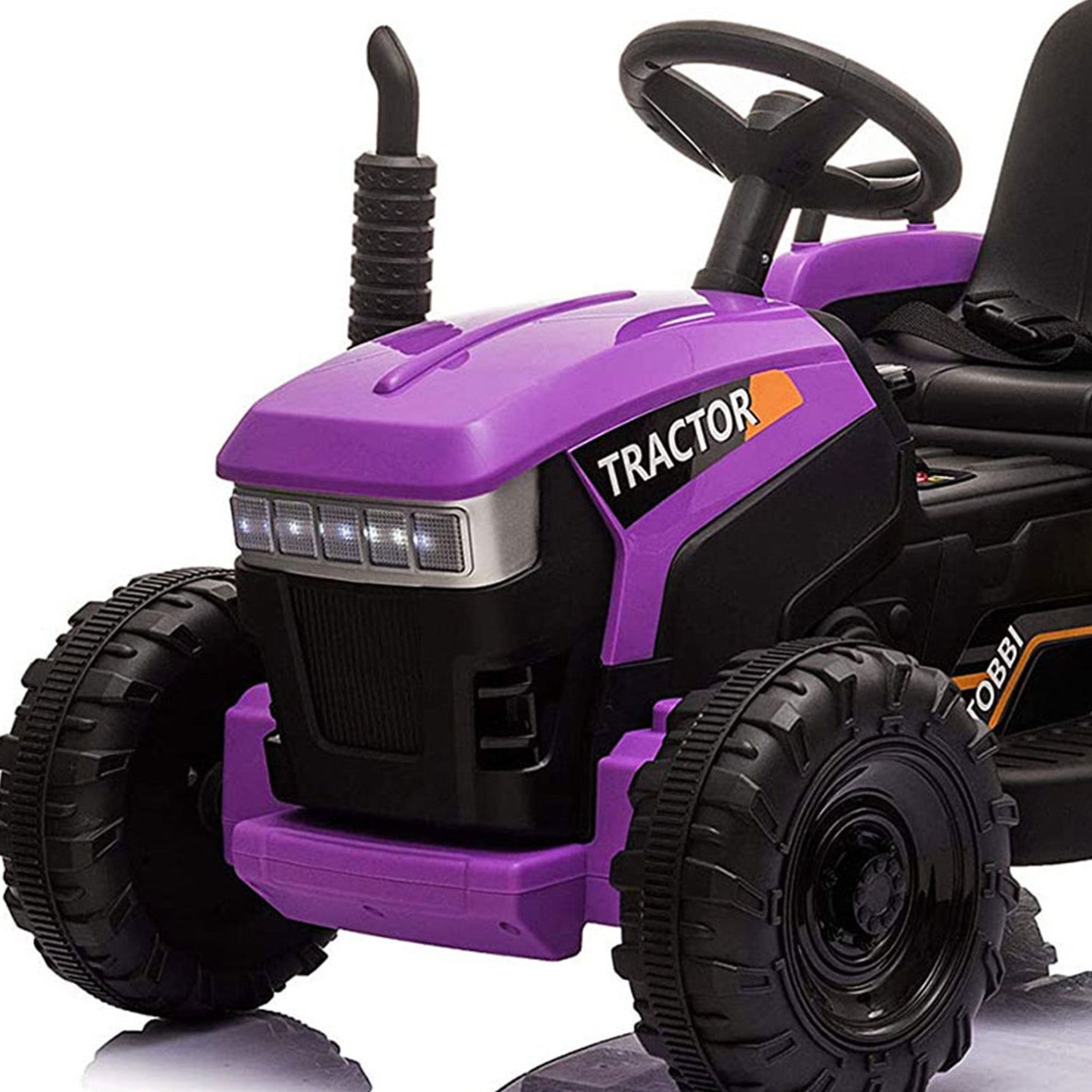 TOBBI 12V Kids Electric Battery-Powered Ride On Toy Tractor w/ Trailer, Purple — image 6