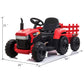 TOBBI 12V Kids Electric Battery-Powered Ride On Toy Tractor with Trailer, Red — image 2