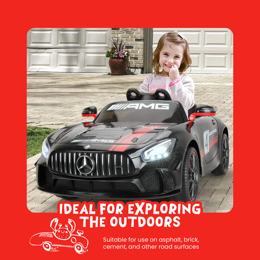 TOBBI 12V Kids Electric Battery-Powered Ride On Toy Mercedes-Benz Car, Black — image 3