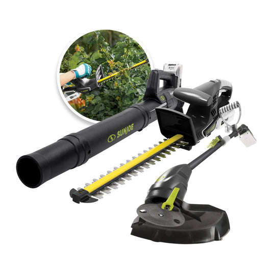 Sun Joe IONMAX Cordless Leaf Blower, Grass and Hedge Trimmer Kit, 24V-GT4MAX-LTE