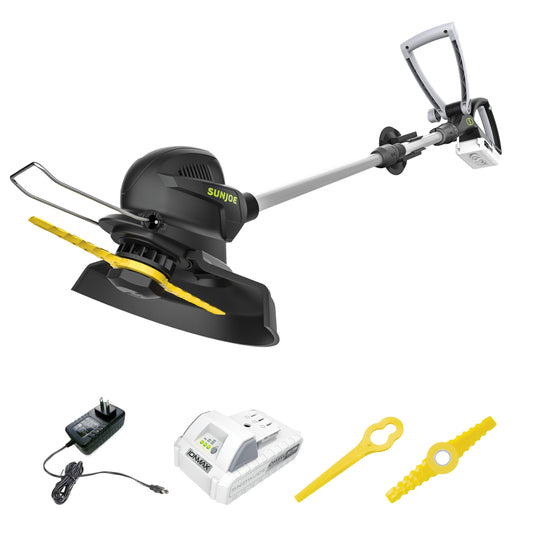 Sun Joe 10” Stringless Lawn Trimmer Charger SharperBlade, Green, 24V-SB10-LTE