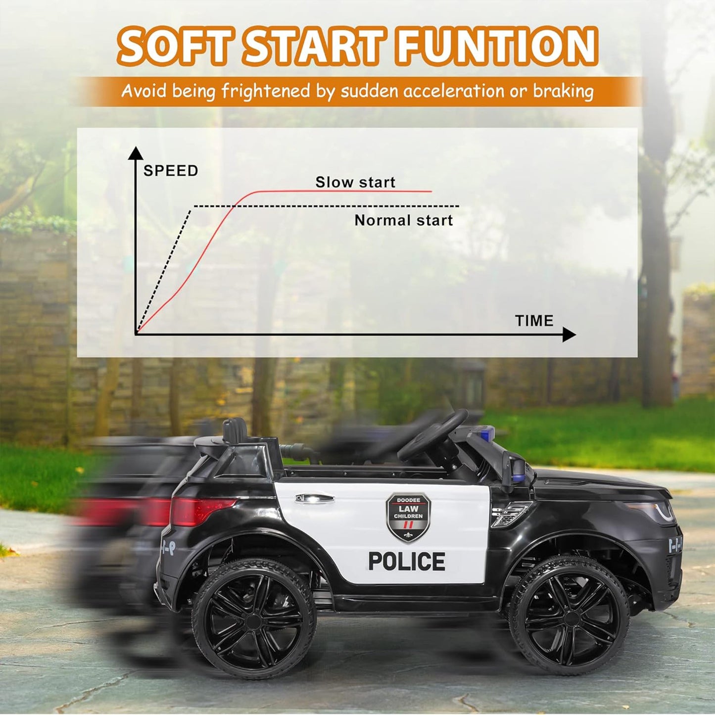 TOBBI 12 Volt Battery Powered Ride On Police SUV for Kids Ages 3 Years, Black — image 5