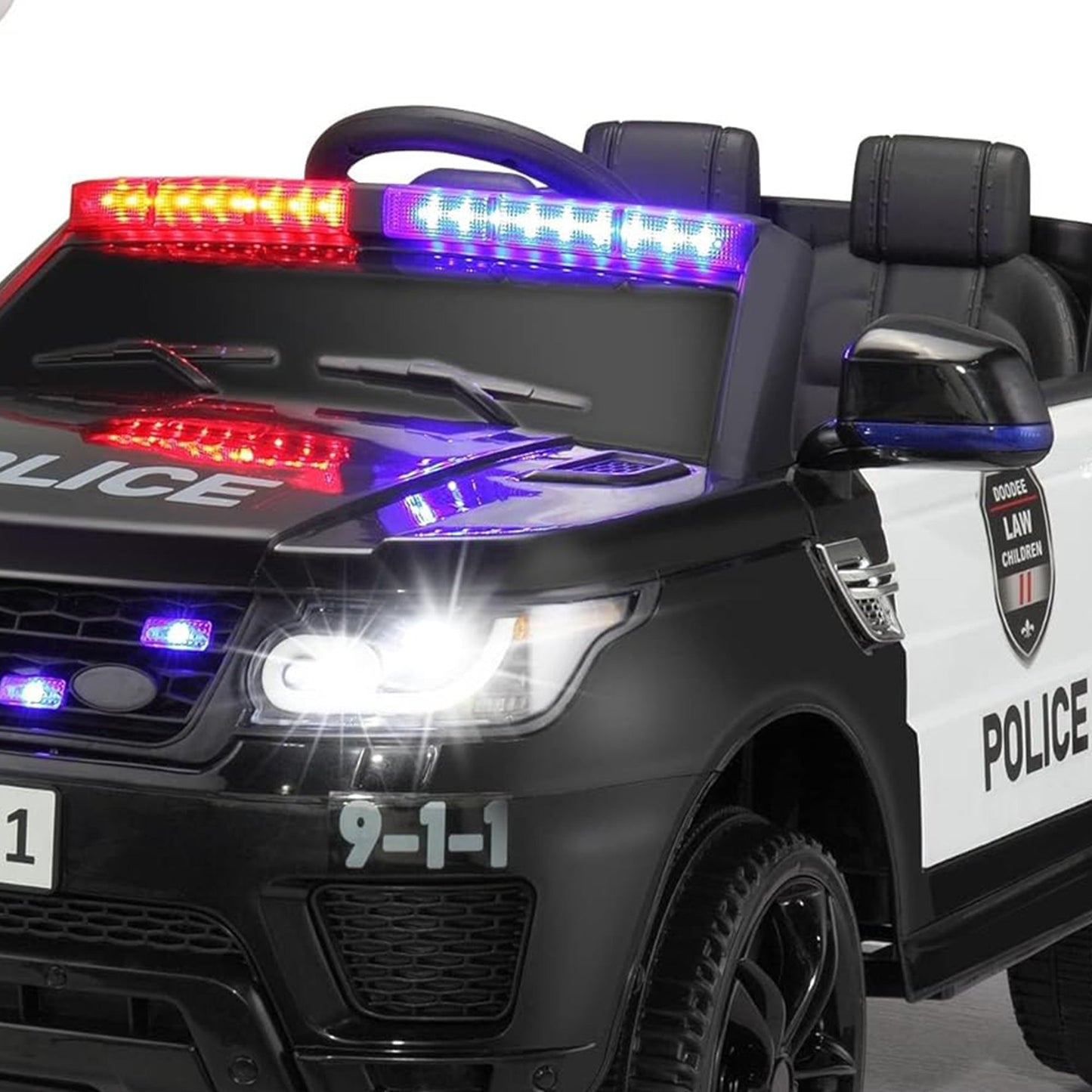 TOBBI 12 Volt Battery Powered Ride On Police SUV for Kids Ages 3 Years, Black — image 10