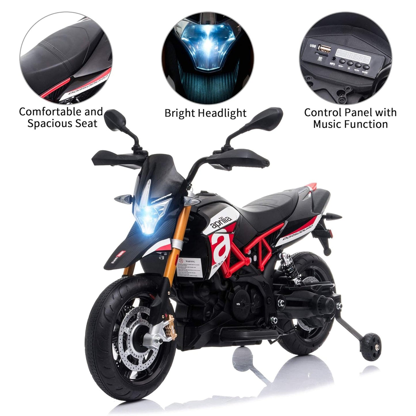 TOBBI Battery Powered Ride On Aprilia Motorcycle for Ages 3 Years and Up, Red — image 4