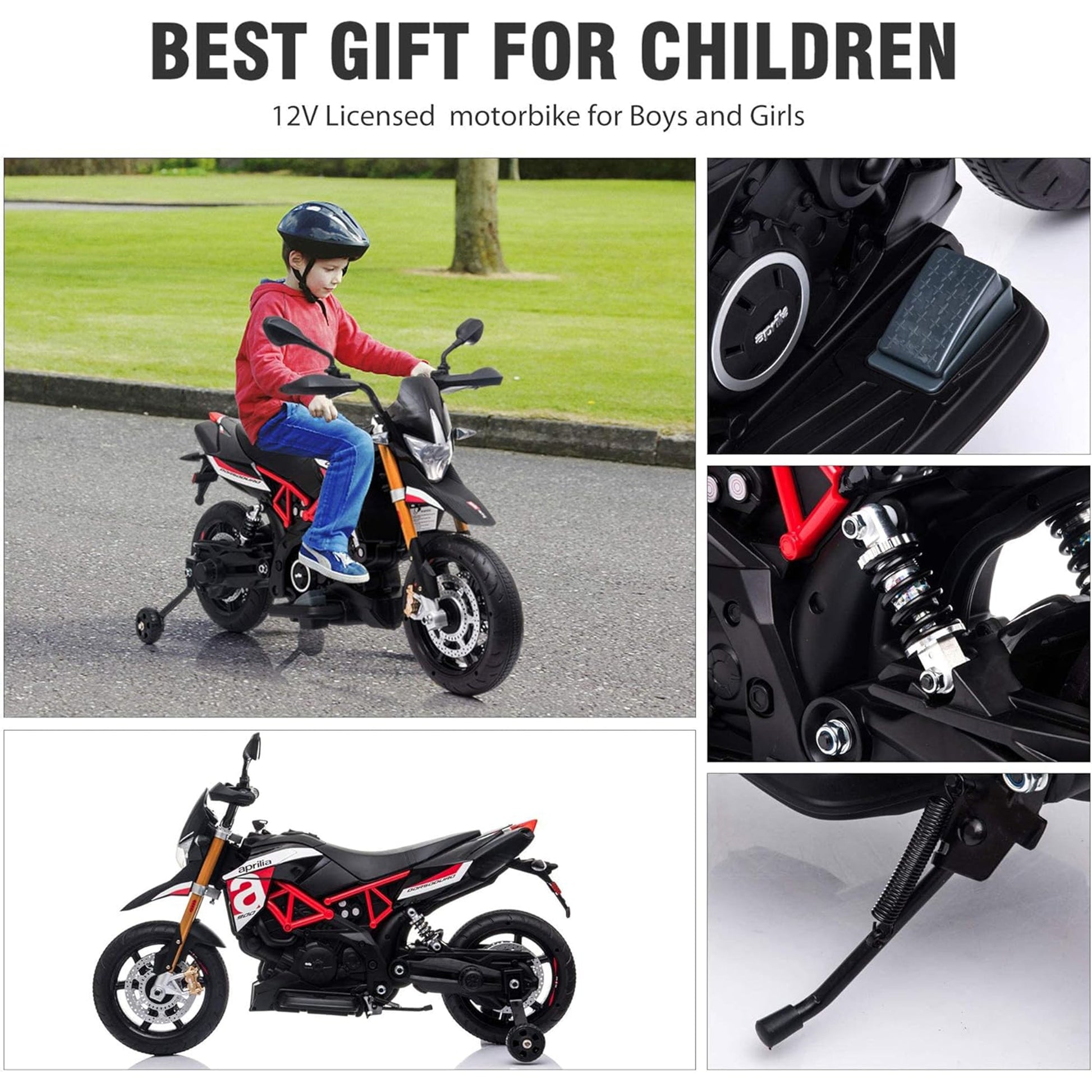 TOBBI Battery Powered Ride On Aprilia Motorcycle for Ages 3 Years and Up, Red — image 5