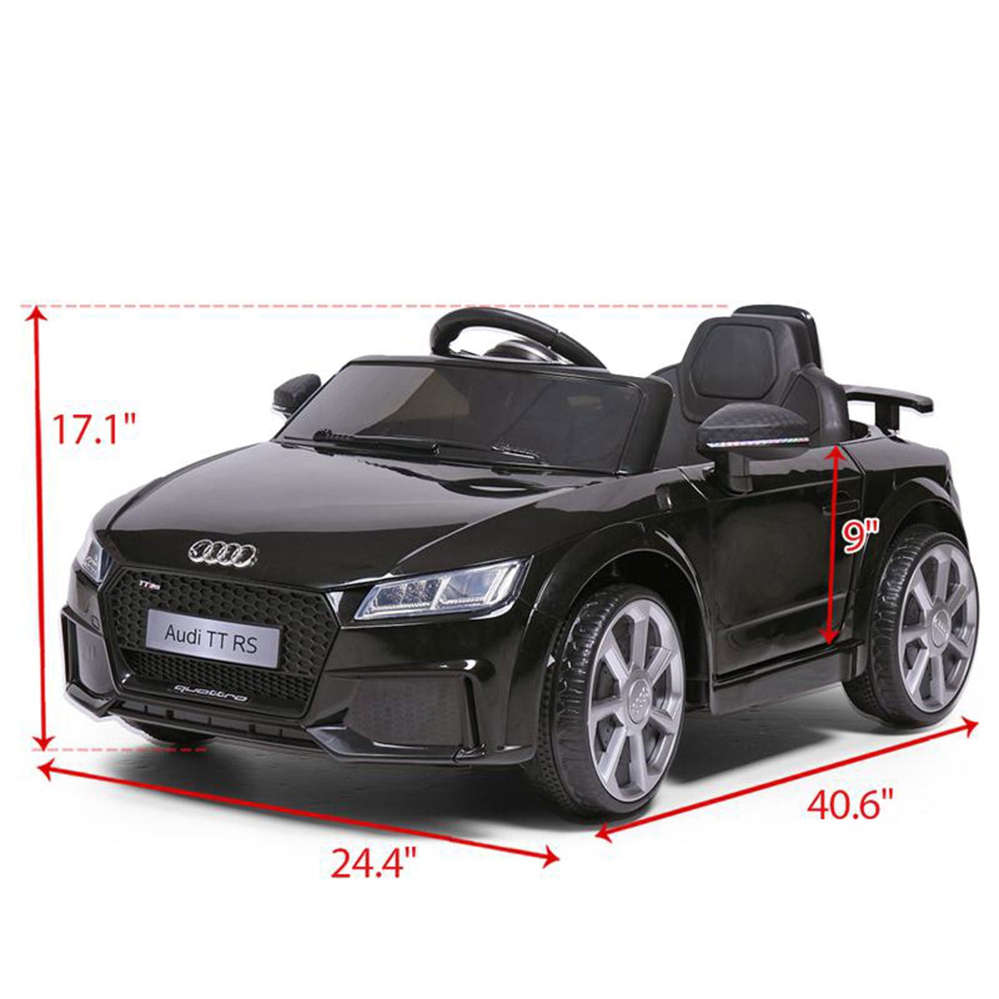 TOBBI 12V Electric Battery Powered Ride On Audi TT RS Toy Car for Kids, Black — image 4