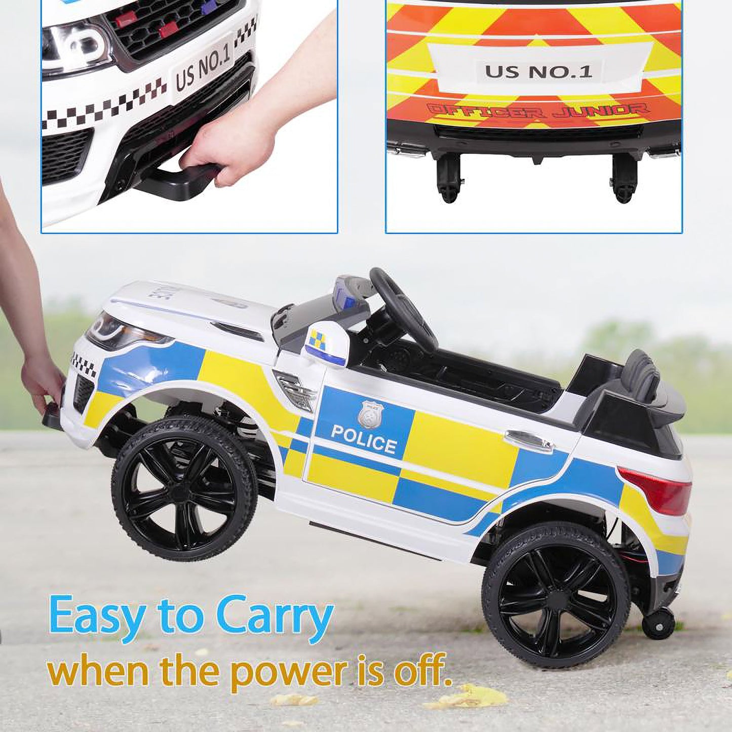 TOBBI 12 Volt Battery Powered Ride On 3 Speed Police SUV for Ages 3 Years & Up — image 8