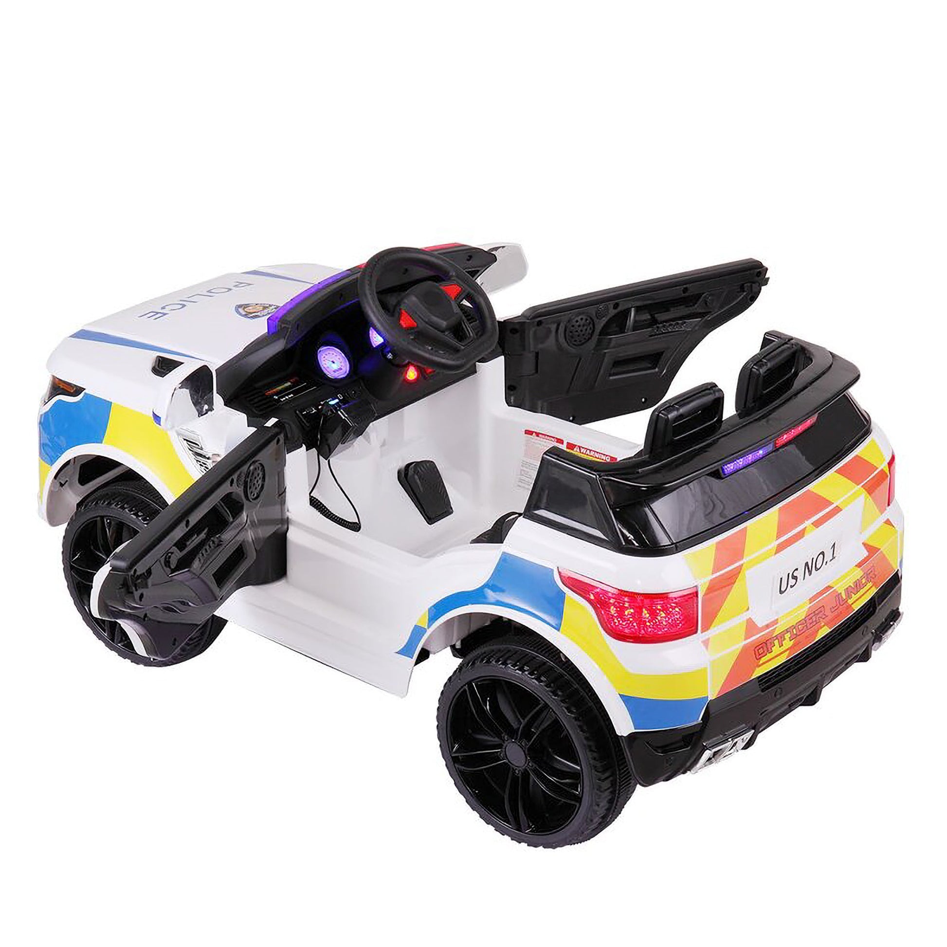 TOBBI 12 Volt Battery Powered Ride On 3 Speed Police SUV for Ages 3 Years & Up — image 2