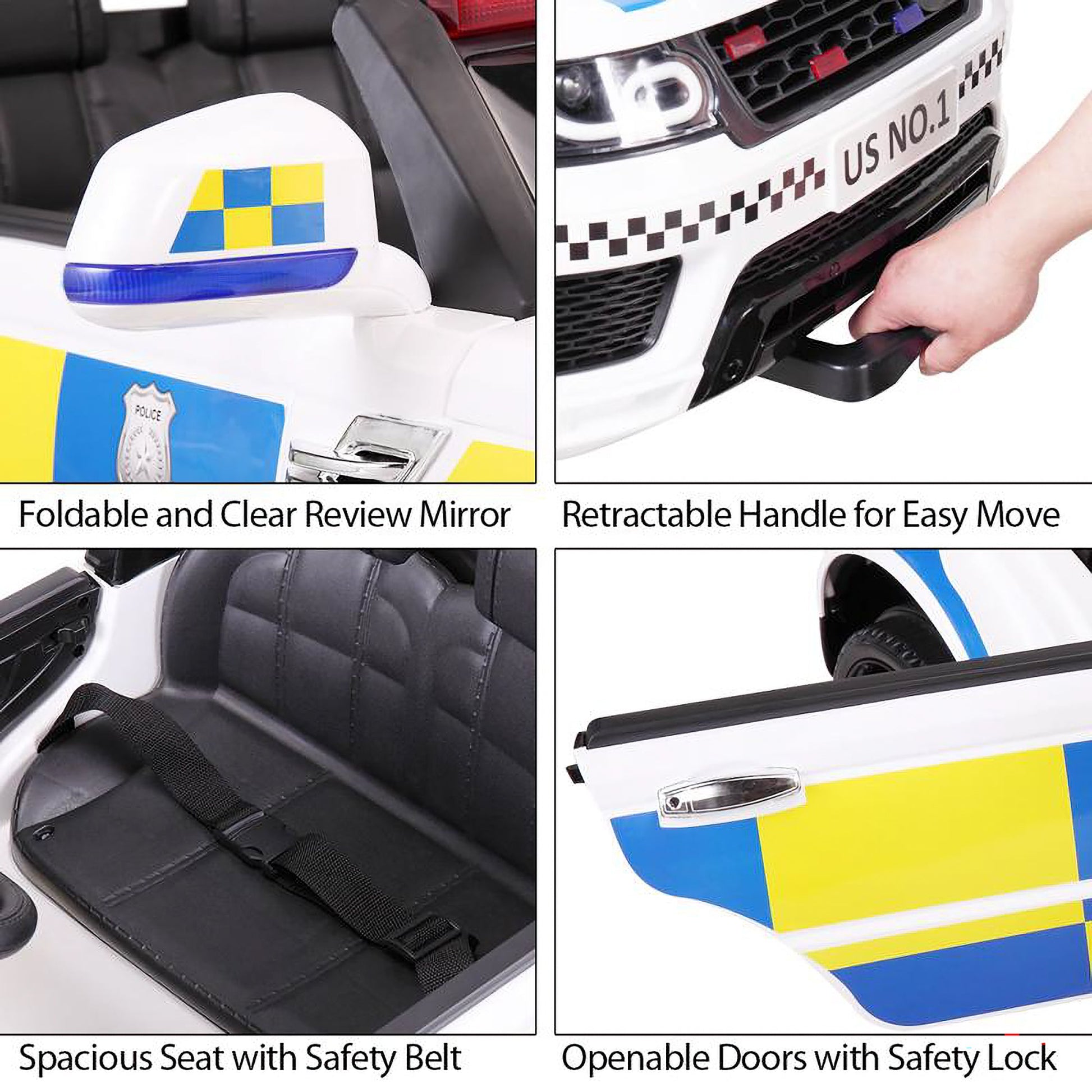 TOBBI 12 Volt Battery Powered Ride On 3 Speed Police SUV for Ages 3 Years & Up — image 5