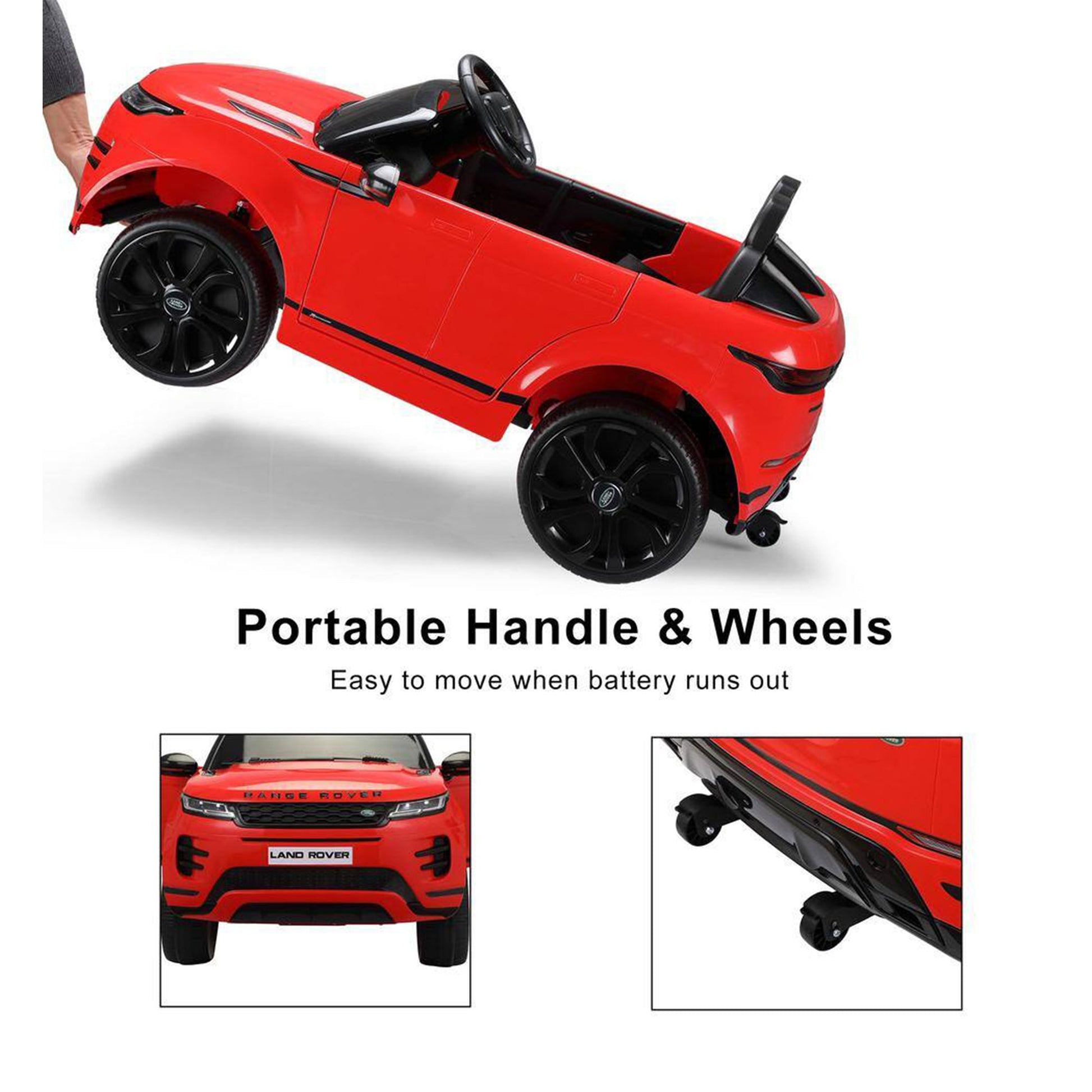 TOBBI 12V Kids Electric Battery Powered Licensed Land Rover Ride On Toy Car, Red — image 4