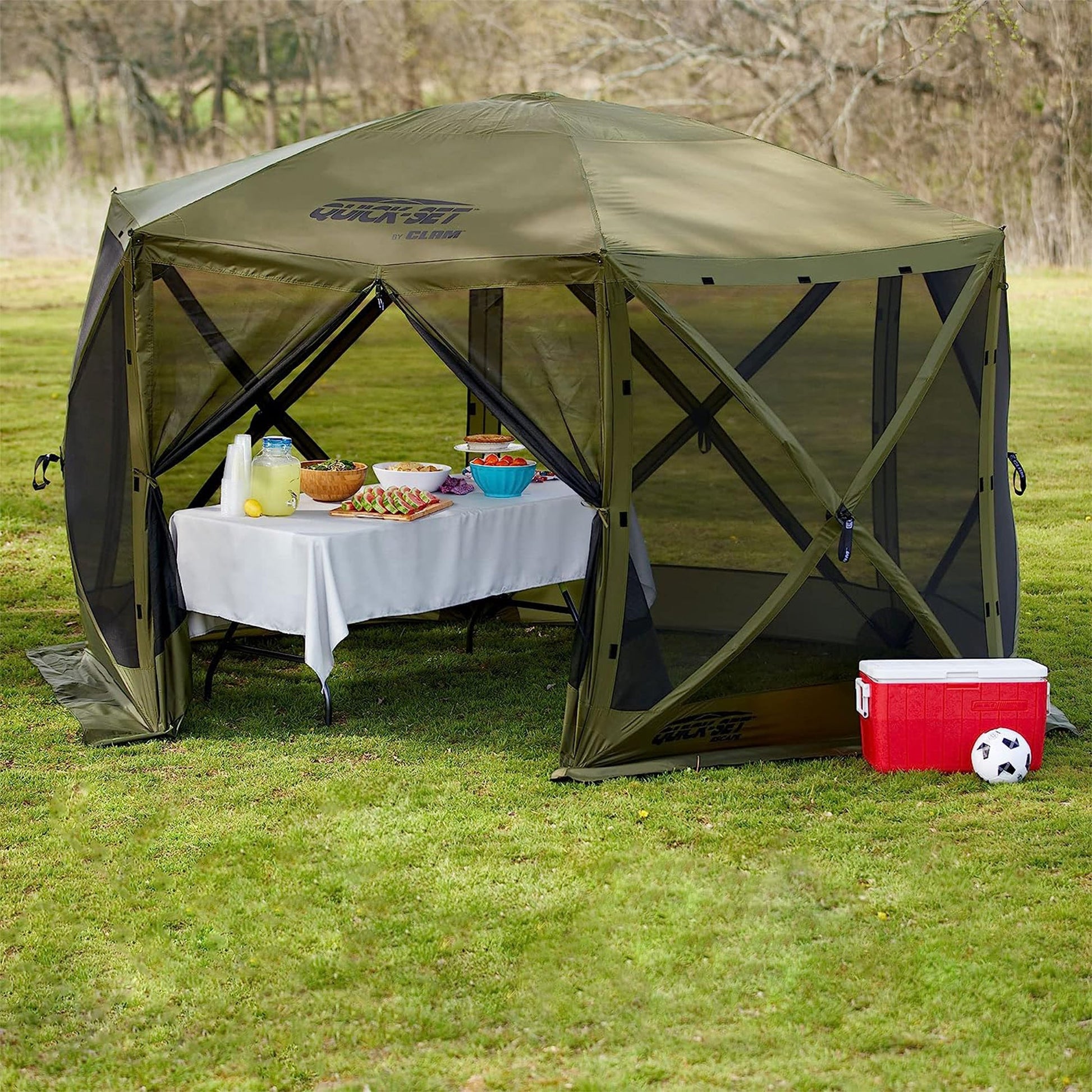 Clam Quick-Set Pavilion 12.5 x 12.5 Foot Portable Outdoor Canopy Shelter, Green — image 5