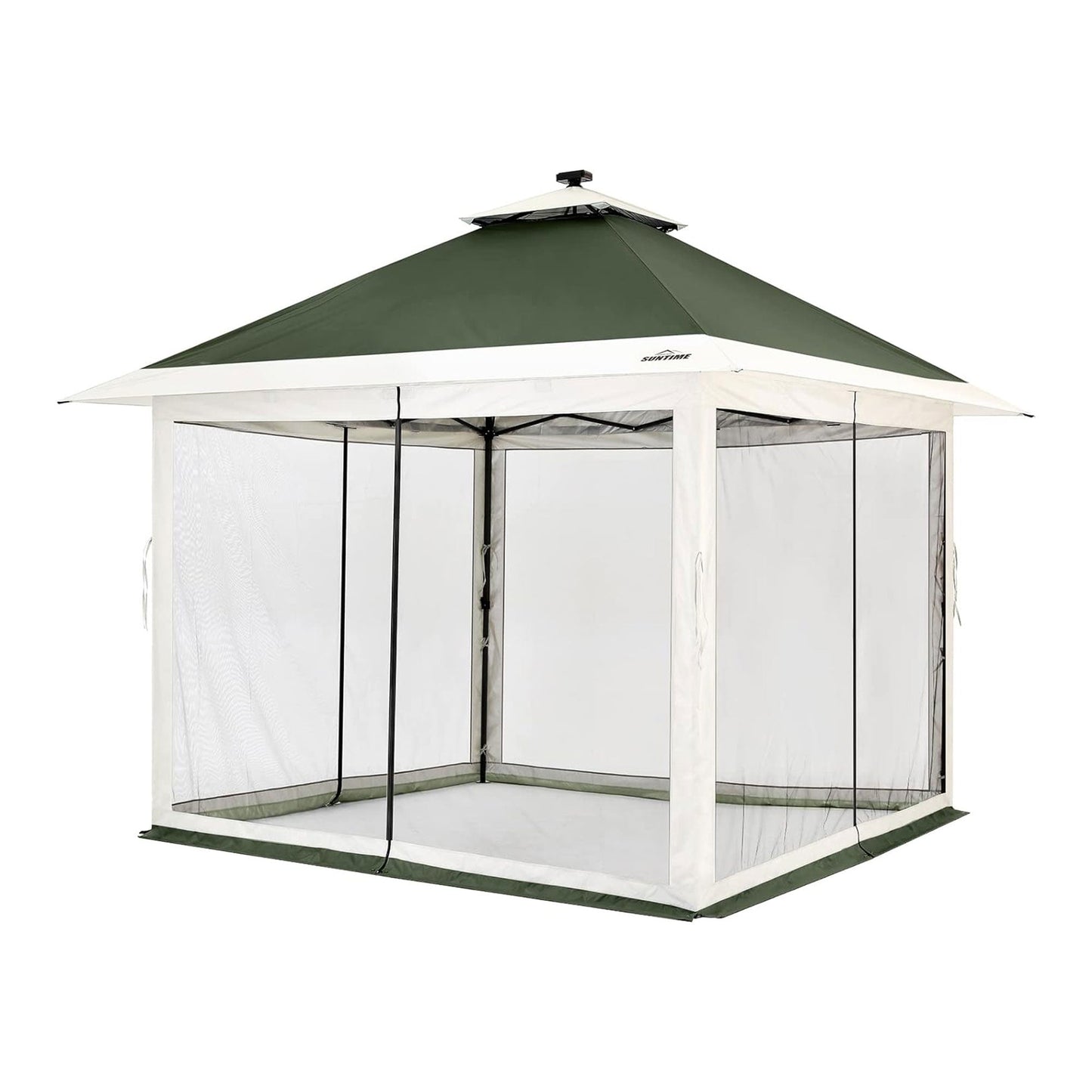 Suntime 12x12 Instant Pop Up Gazebo Solar Light Screen Canopy Tent Cover, Green — image 8