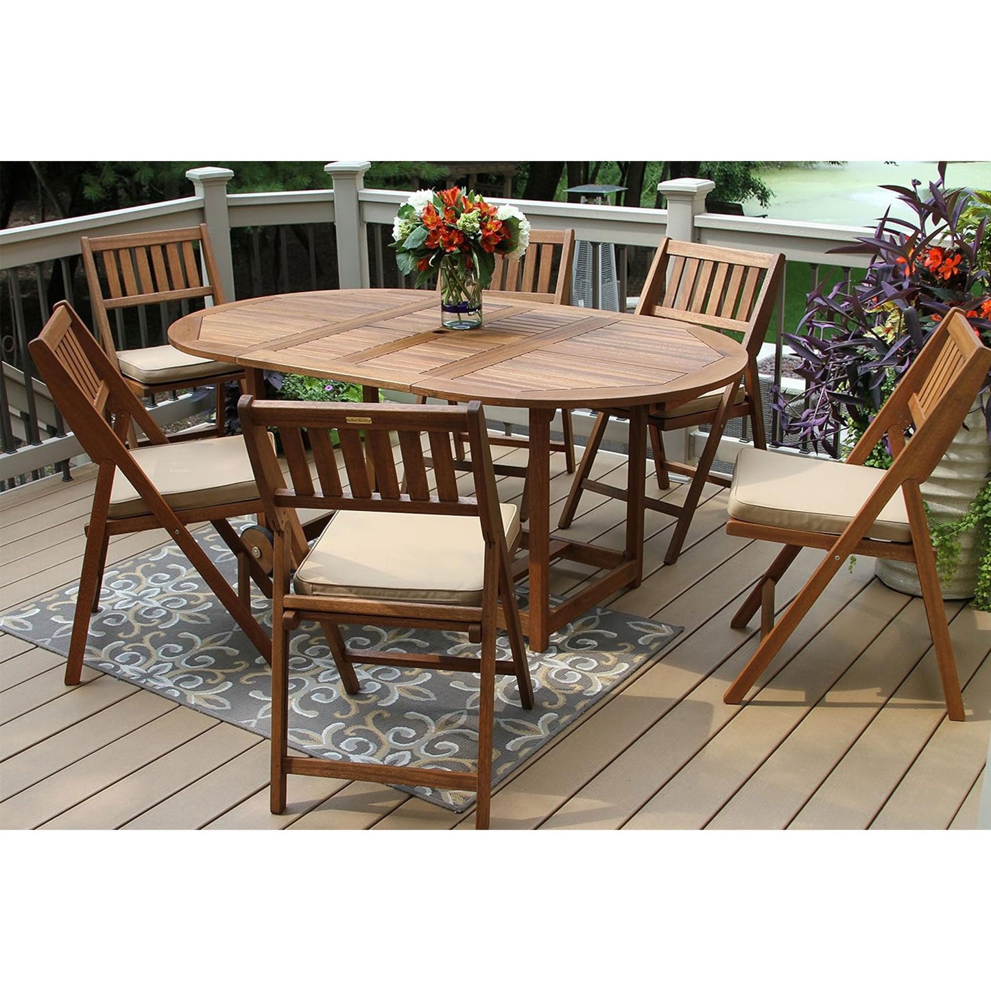 Outdoor Interiors 7 Piece Fold and Store Eucalyptus Hardwood Outdoor Dining Set — image 4