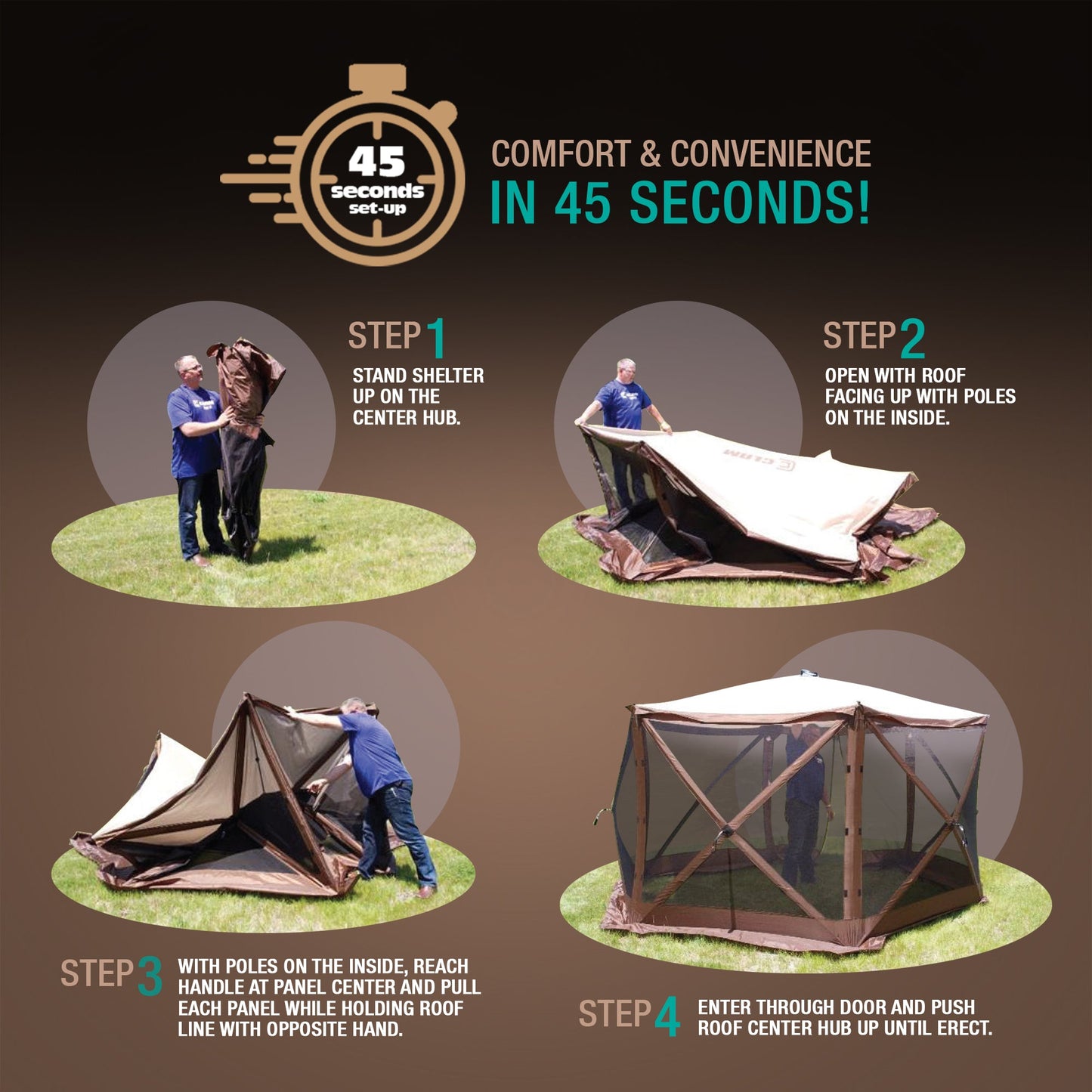 CLAM Quick Set Venture Canopy Shelter + CLAM Quick Set Screen, Gray (2 Pack) — image 10