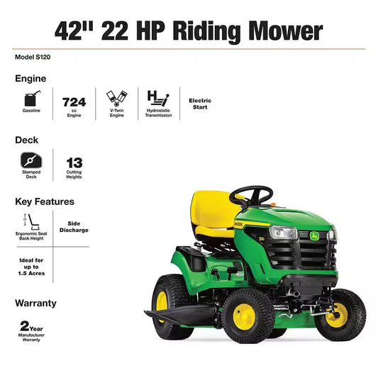 S120 42 In. 22 HP V-Twin Gas Hydrostatic Riding Lawn Mower - image 2