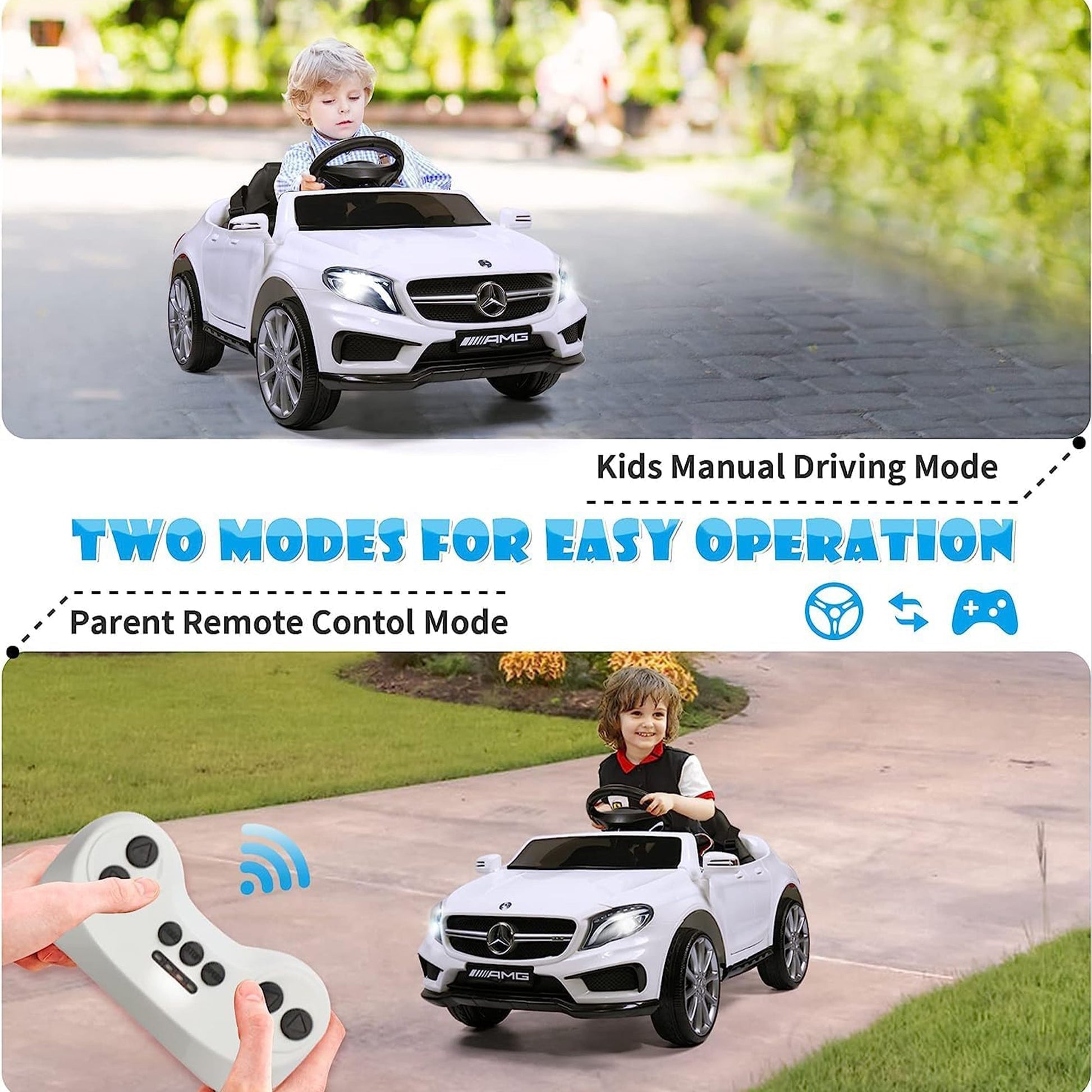 TOBBI 6 Volt Kids Electric Battery Powered Ride On Toy Mercedes Benz Car, White — image 4