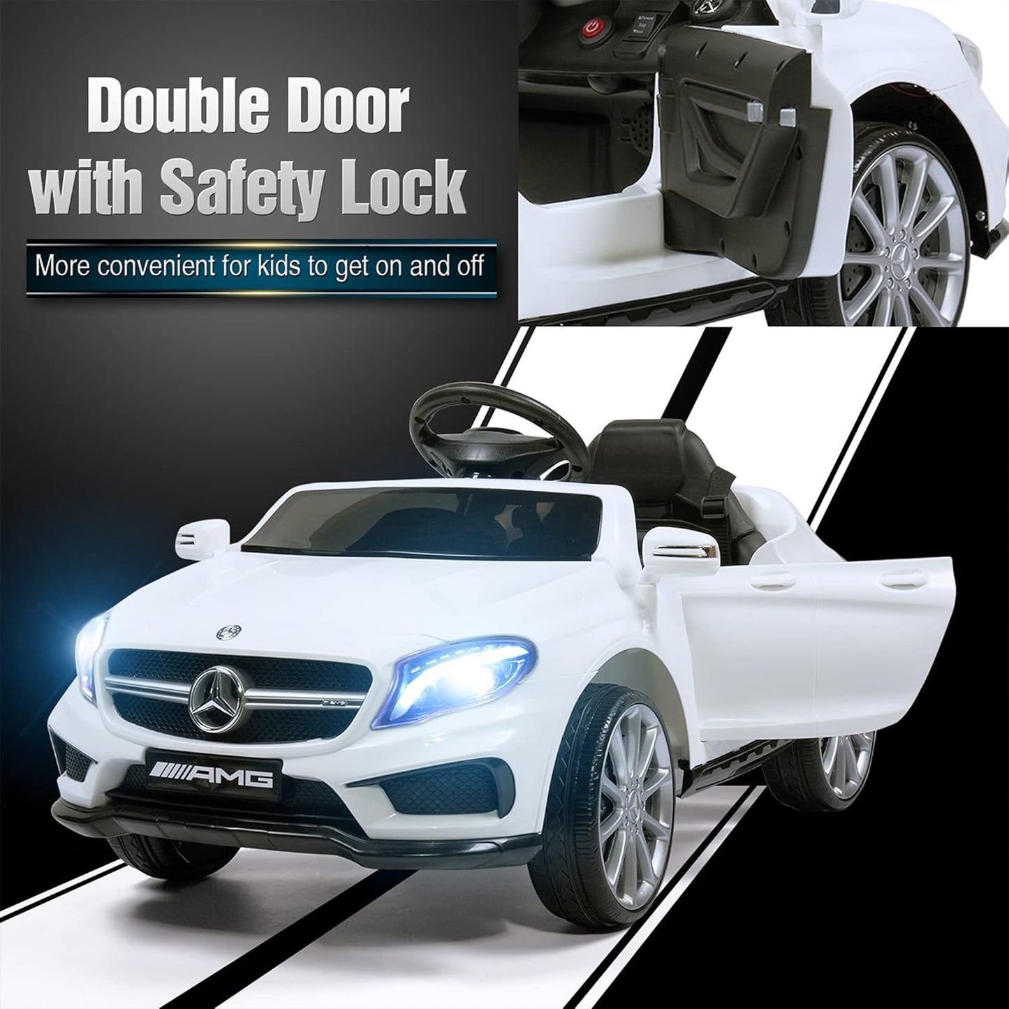 TOBBI 6 Volt Kids Electric Battery Powered Ride On Toy Mercedes Benz Car, White — image 5