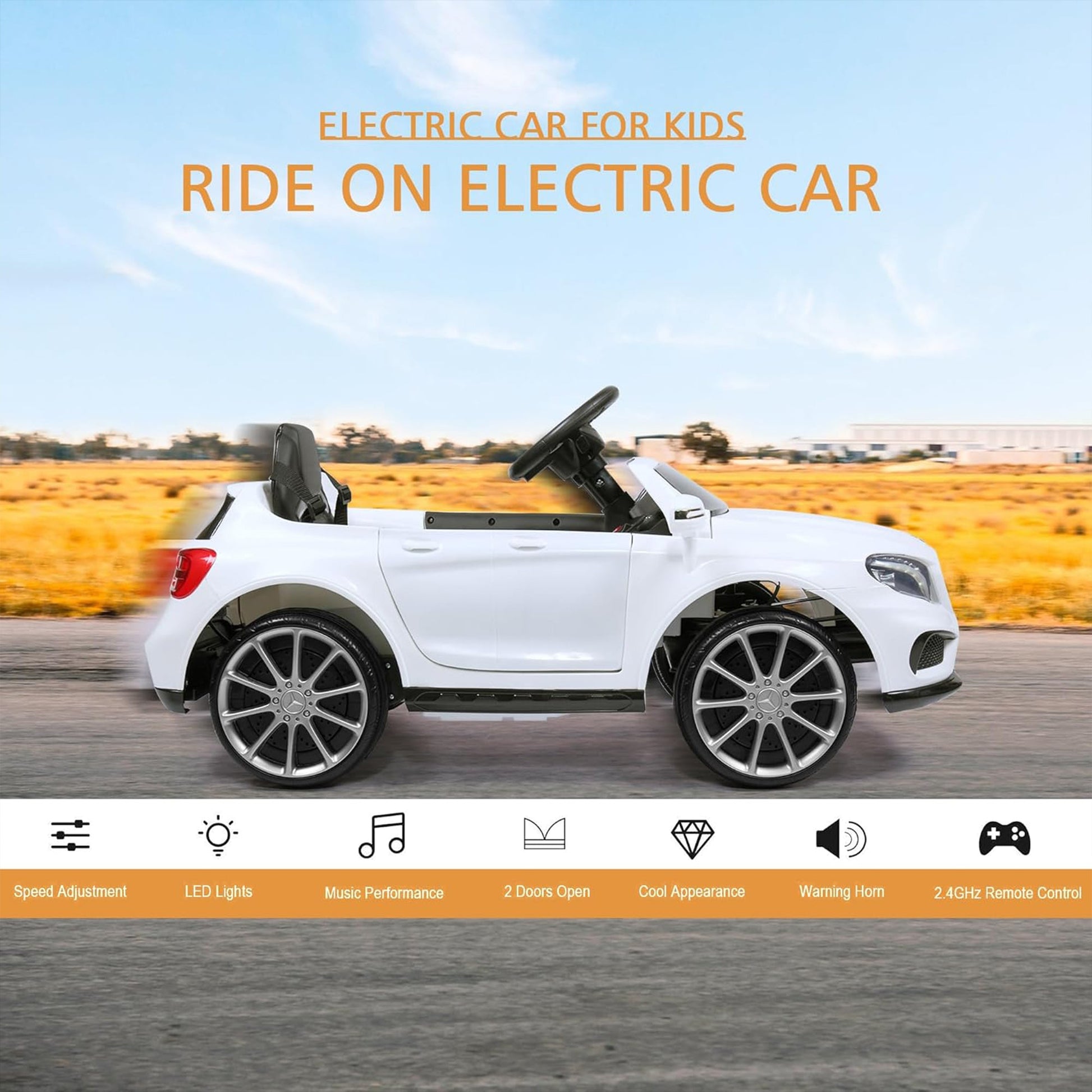 TOBBI 6 Volt Kids Electric Battery Powered Ride On Toy Mercedes Benz Car, White — image 6
