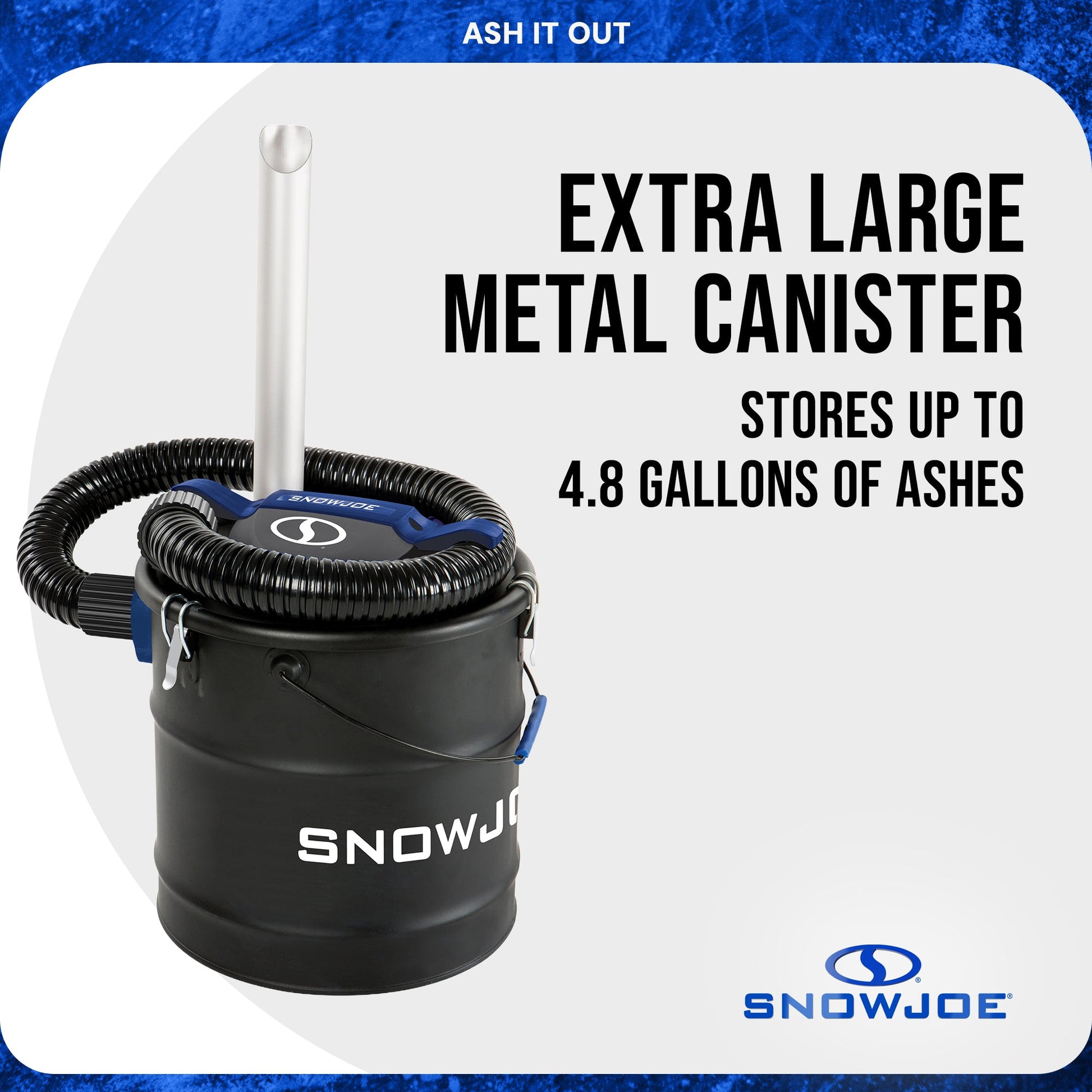 Snow Joe 4.8 Gallon Bagless Ash Vacuum Cleaner, Metal Canister, Blue, ASHJ202E — image 5