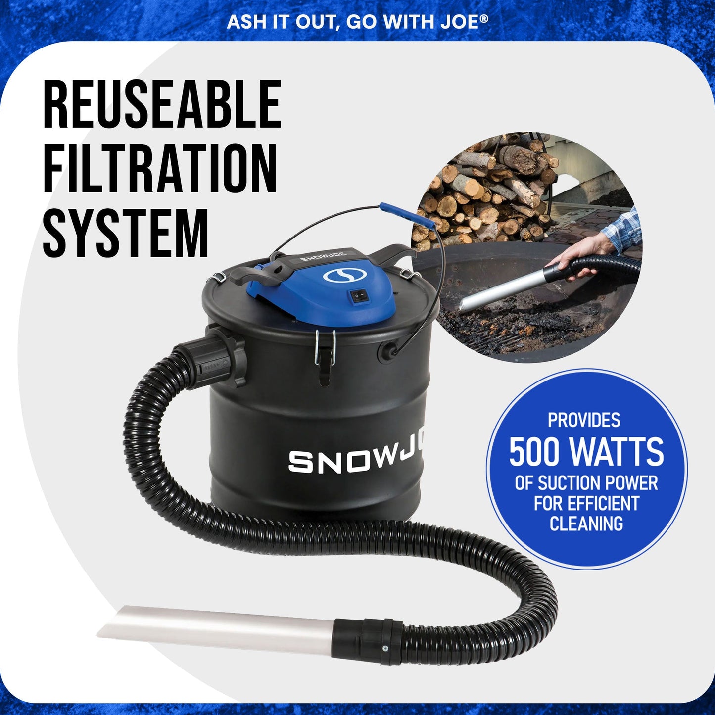 Snow Joe 4.8 Gallon Bagless Ash Vacuum Cleaner, Metal Canister, Black, ASHJ201 — image 5