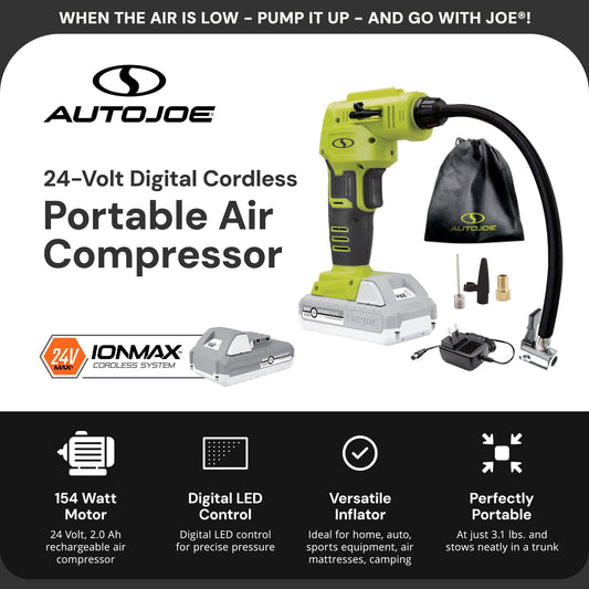 Sun Joe Auto Joe Portable Air Compressor Cordless Tire Inflate Pump, 24V-AJC-LTE — image 2