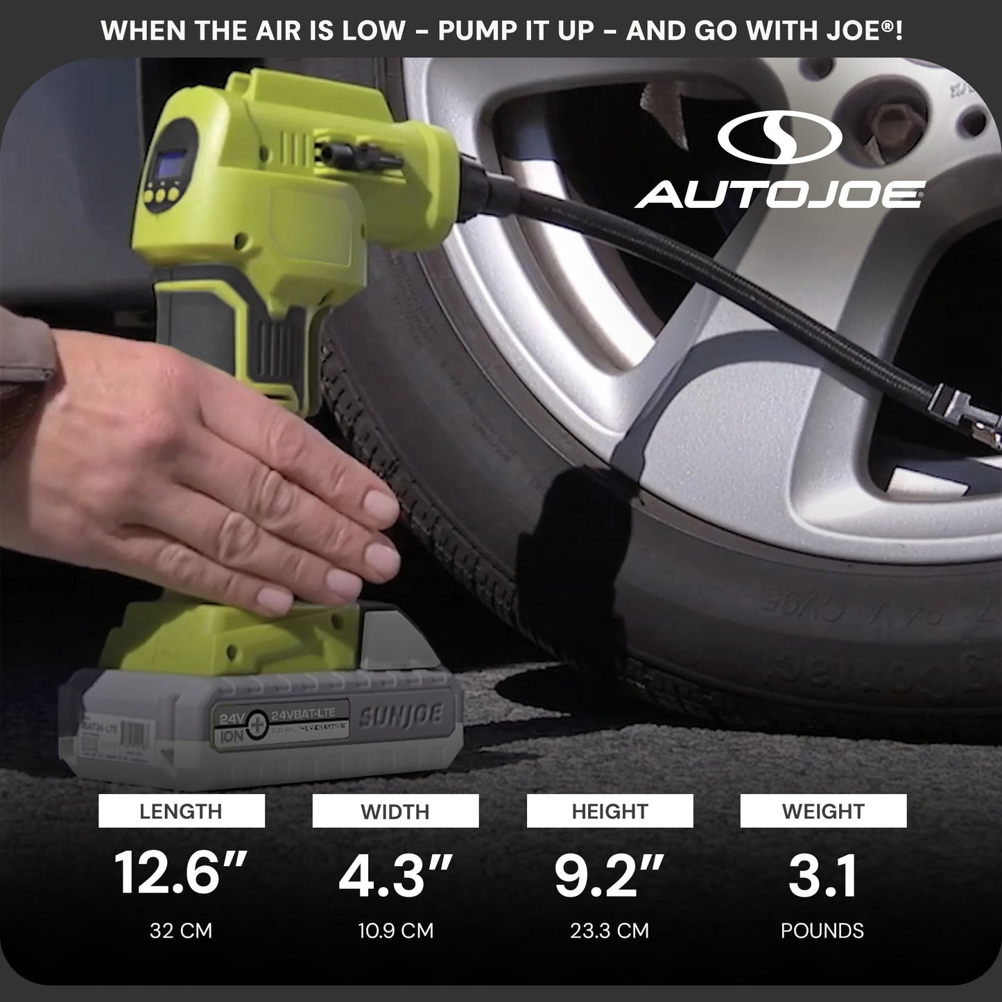 Sun Joe Auto Joe Portable Air Compressor Cordless Tire Inflate Pump, 24V-AJC-LTE — image 4