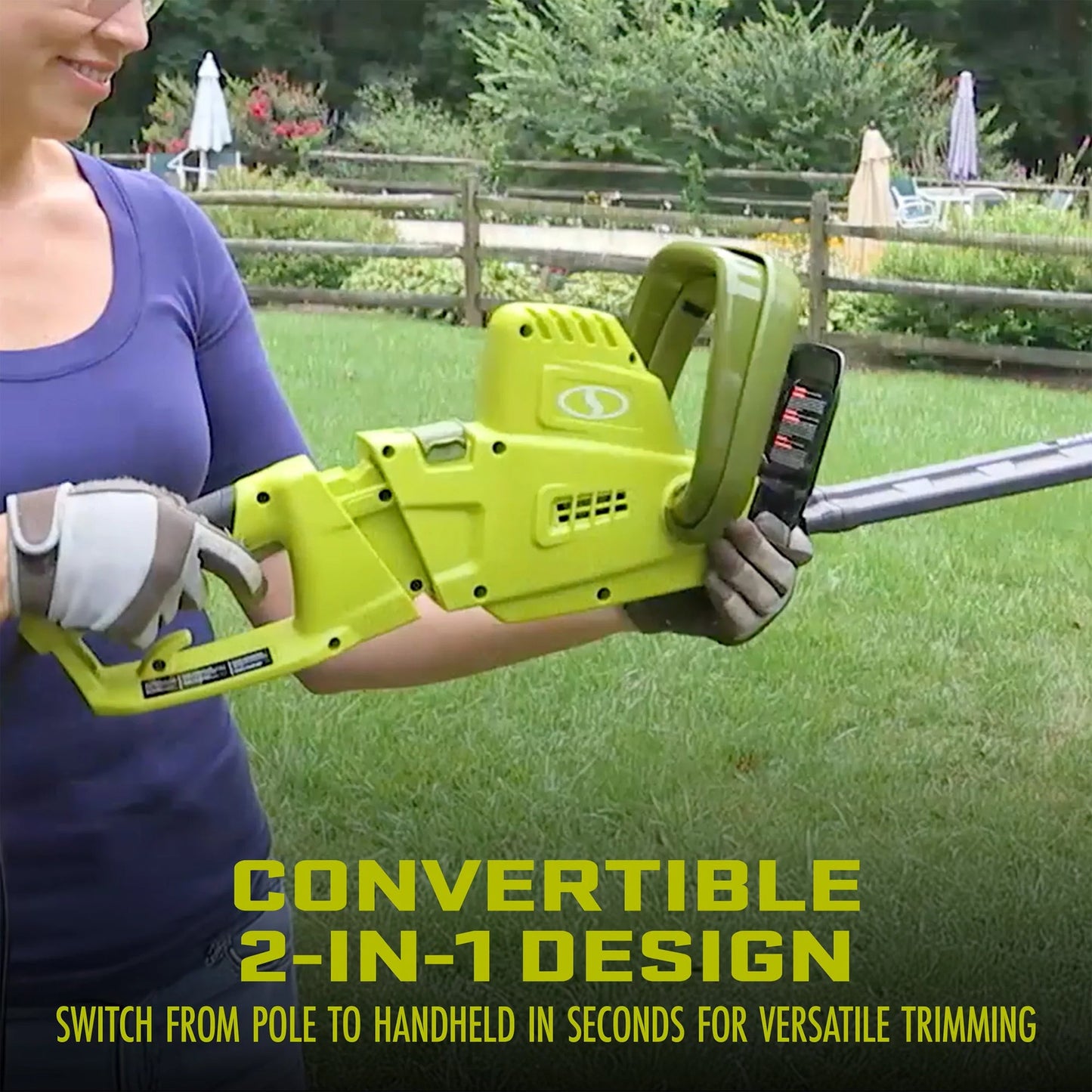Sun Joe 19” Electric Pole Hedge Trimmer, Portable Dual Blade Tool SJH904E, Green — image 3