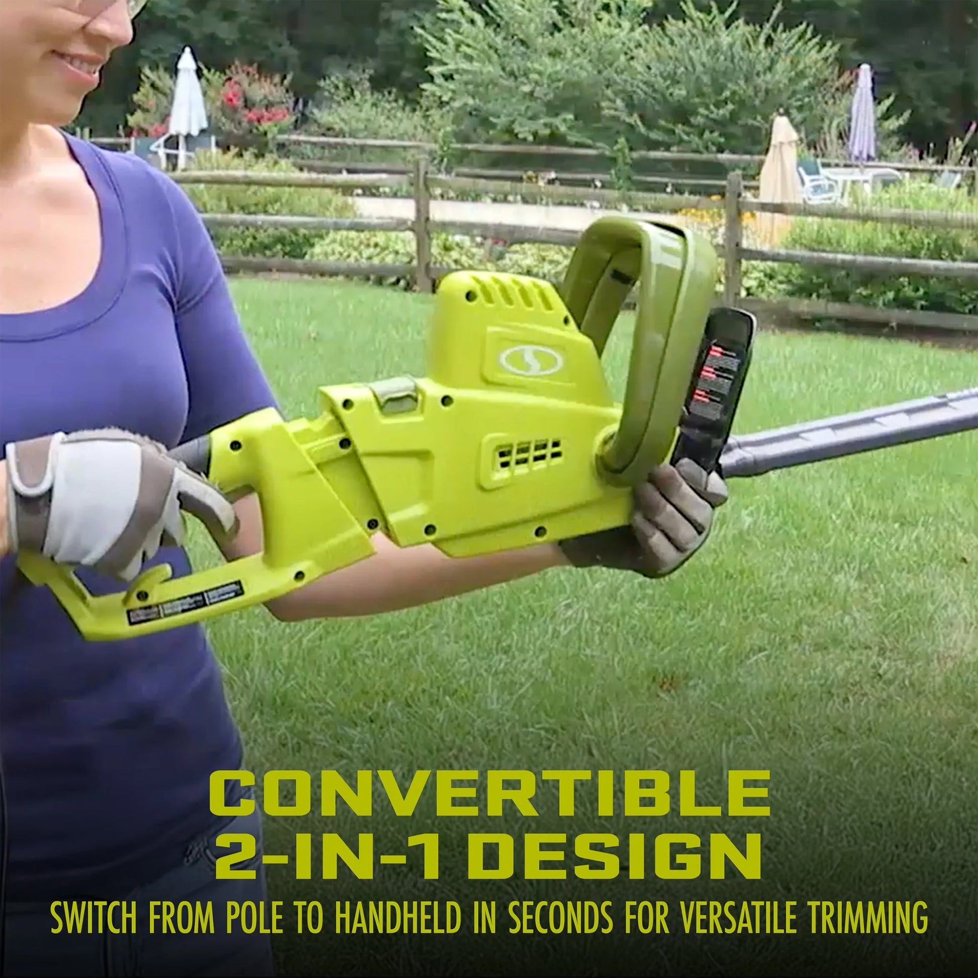 Sun Joe 19” Electric Pole Hedge Trimmer, Portable Dual Blade Tool SJH904E, Green — image 3