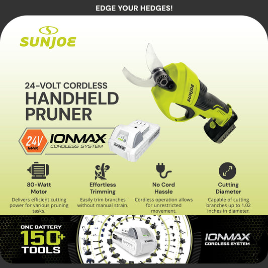 Sun Joe 24V Cordless Handheld Pruner with Battery and Charger, 80W, 24V-PRN1-LTE — image 2