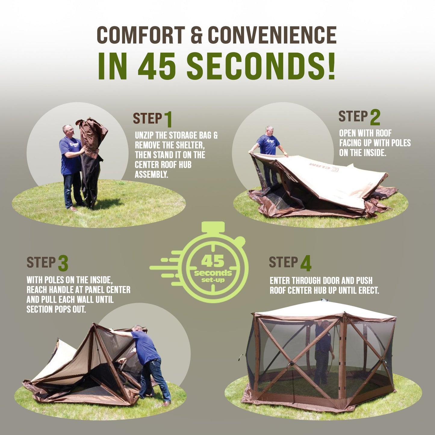 CLAM Quick-Set Pavilion 12.5 x 12.5 Foot Portable Outdoor Canopy Shelter, Gray — image 6