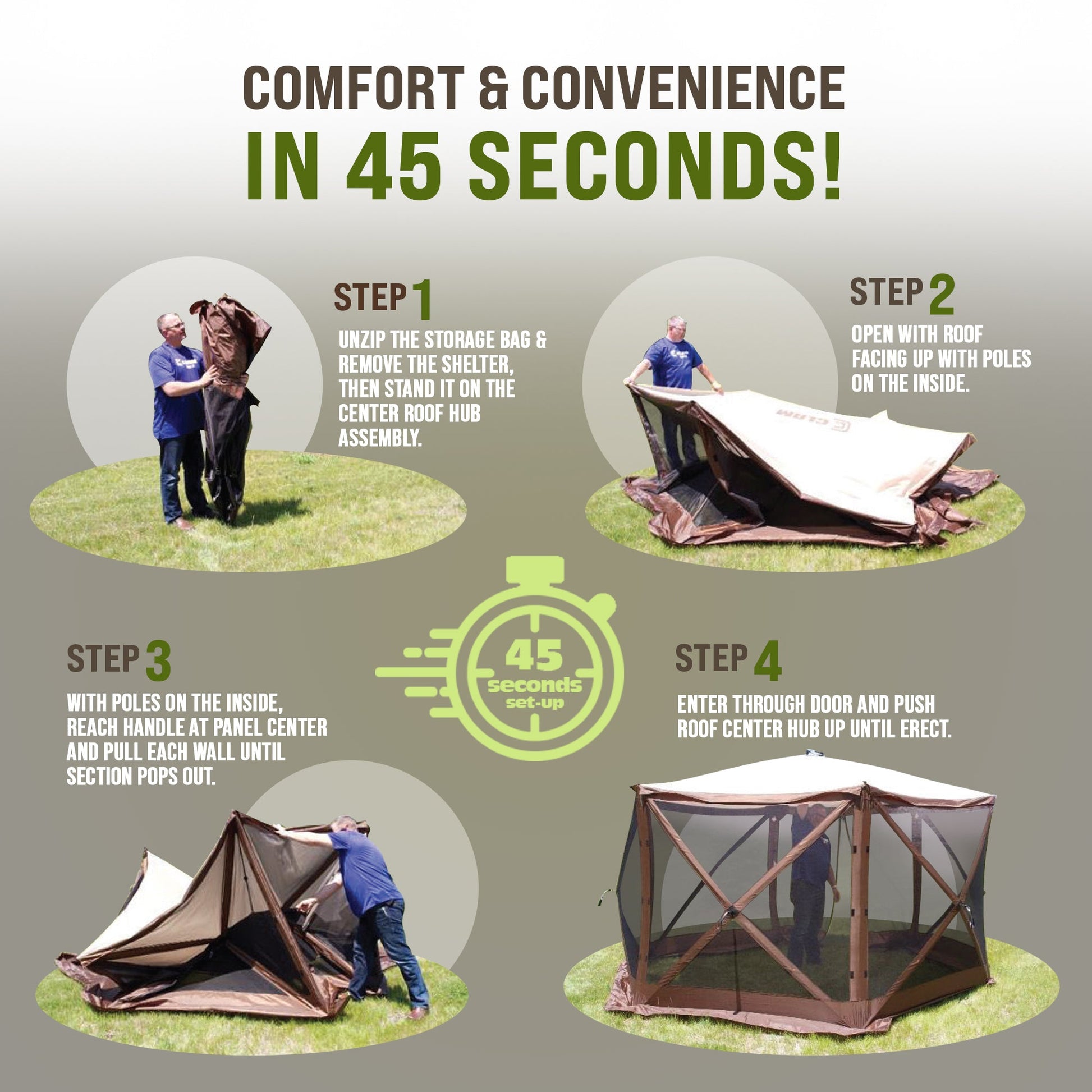 CLAM Quick-Set Pavilion 12.5 x 12.5 Foot Portable Outdoor Canopy Shelter, Gray — image 6