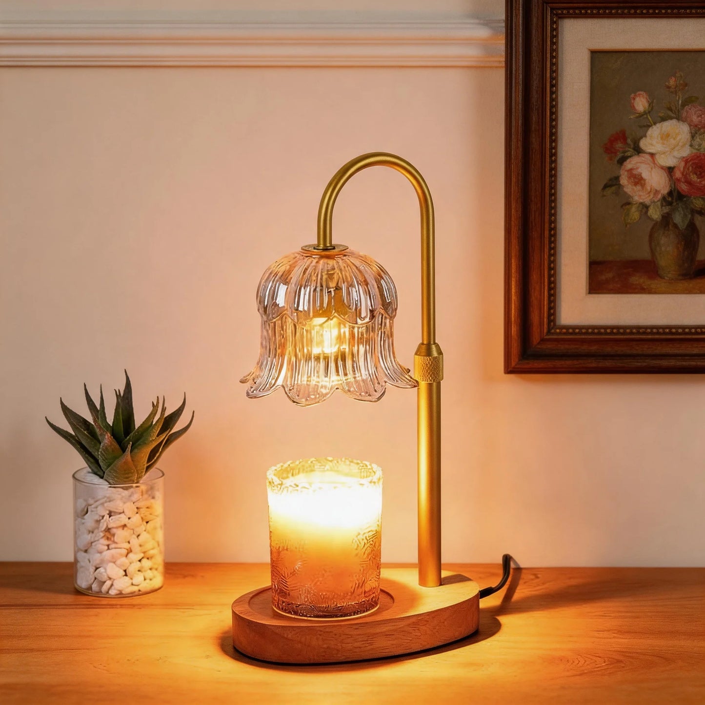 Adjustable Candle Warmer Lamp – Dimmable Wax Melt Warmer with Timer, Modern Ambient Table Light for Home Decor