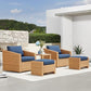 CHITA 5 Pieces Wicker Patio Furniture Set, Outdoor Conversation Set with 2 Pieces Rattan Swivel Chairs, 2 Pieces Ottomans, Thickened Cushions and Side Table