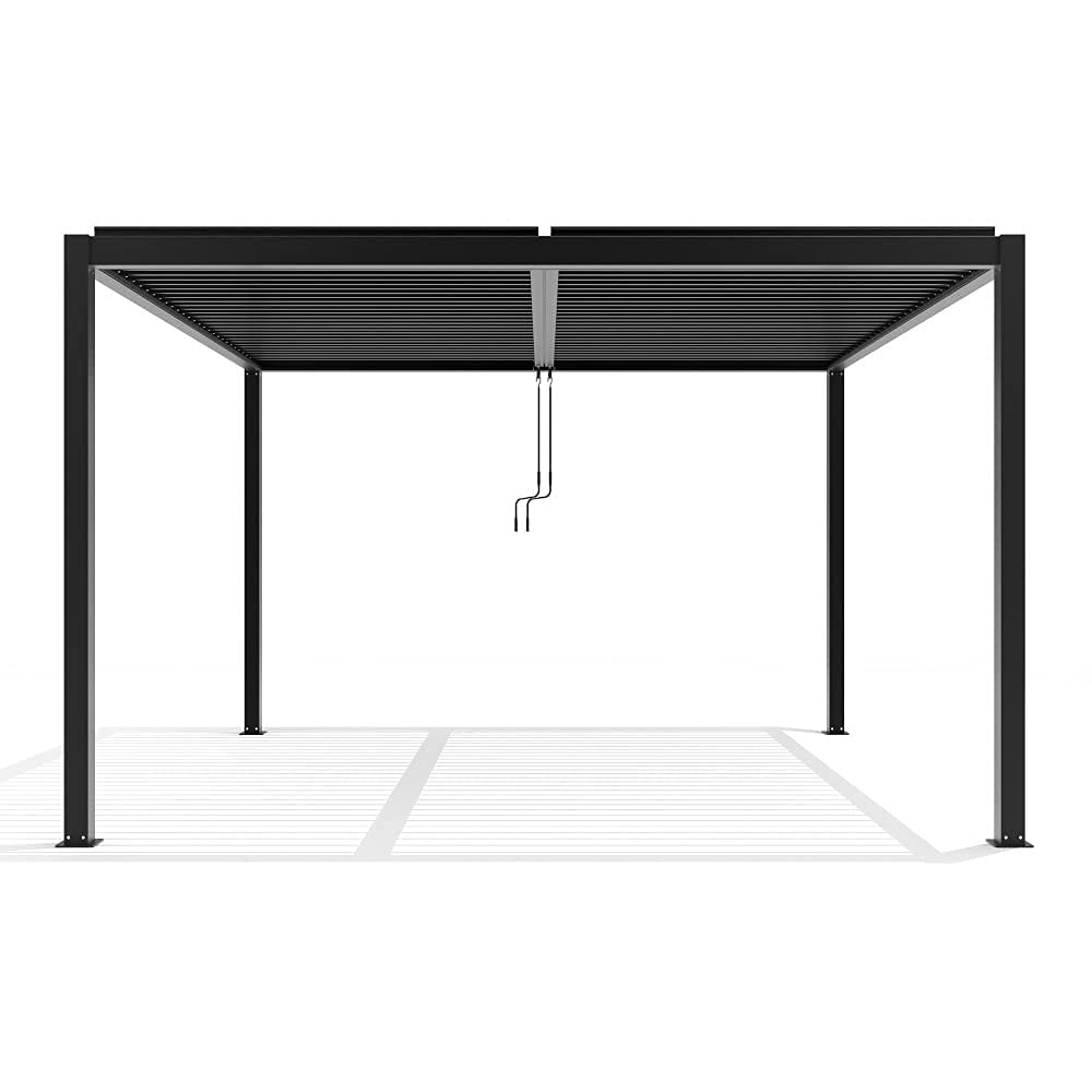 Primrose Deluxe Modern Patio Veranda Pergola Carport Black Charcoal with Louvered Shutter Roof 3m x 4m - image 8